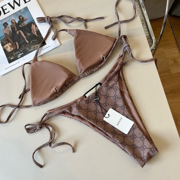 Gucci Brown Logo Bikini - Picture 2 of 7